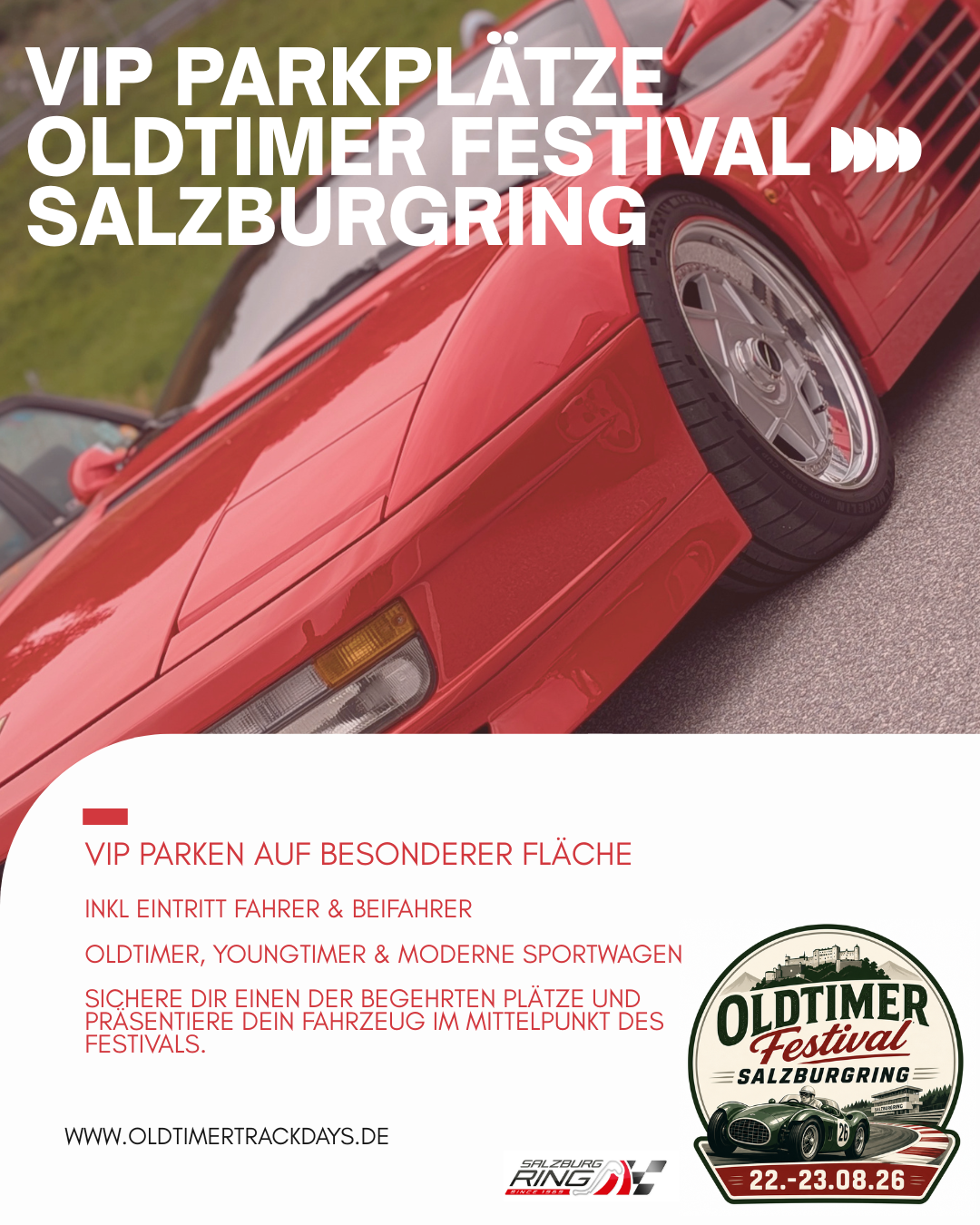 22.08.26 - VIP Stellplatz Oldtimer & Super-Sportwagen Ticket